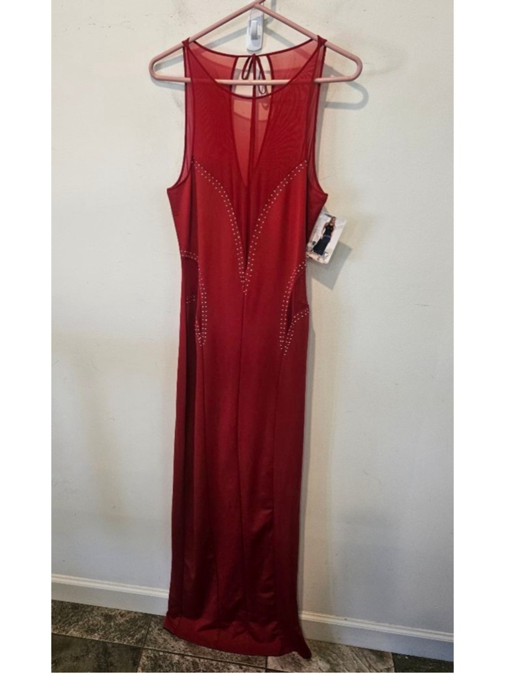Women's Dreamgirl NWT Red Maxi Dress with Studs & Mesh Panels
Size L